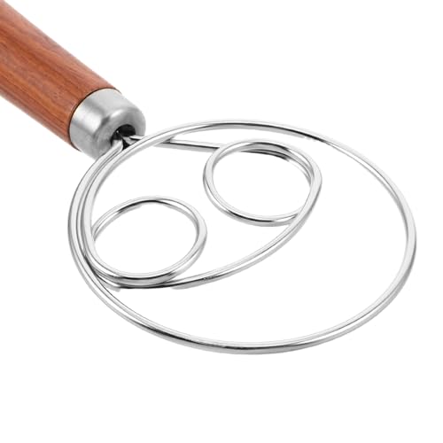 PRETYZOOM Dough Whisk Stainless Steel Whisk Wood Handle Bread Mixer