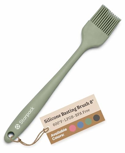 Starpack 'Brush it On' Silicone Basting Brush for Cooking (8 Inches) - Grill Basting Brush High Heat Resistant 600°F - Pastry Applicator for Cooking and Baking - Silicone Oil Tool - BBQ Sauce Brushes