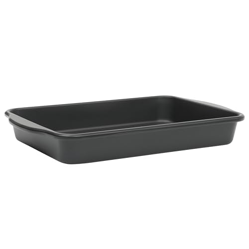 Oster Teston 13 x 9 Inch Rectangular Baking Pan, Nonstick Carbon Steel Cake Pan, Matte Black, PFAS-Free, Oven-Safe, Easy Clean Bakeware - color: Matte Black, size: 13" x 9" Rectangular Cake Pan