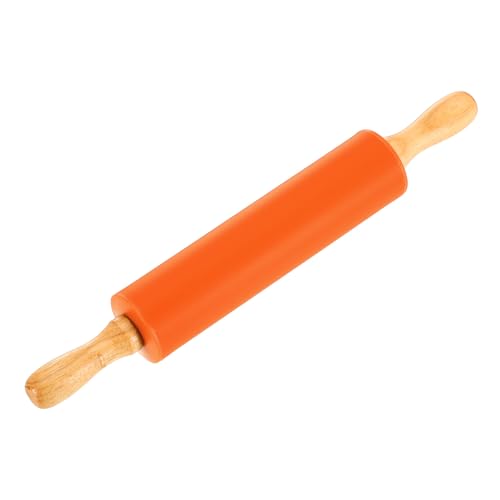uxcell 6.7 Inch Silicone Rolling Pin Small Dough Roller Orange - color: Orange, size: 6.7 Inch