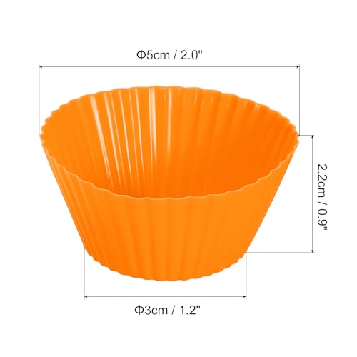 uxcell 36Pcs Silicone Cupcake Liners 2.0" Non-Stick Baking Cup Orange - color: Orange, size: 2"