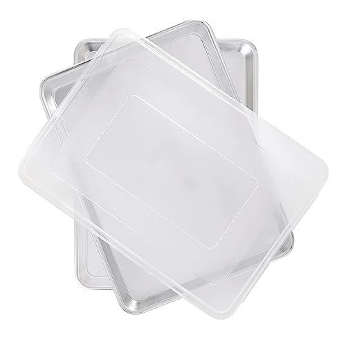 Nordic Ware Naturals Half Sheet Set - USA Made Aluminum Commercial Quality Sheet Pan for Baking or Roasting, Encapsulated Galvanized Steel Rim Prevents Warping, 2pk Half + Lid - style: 2pk Half + Lid