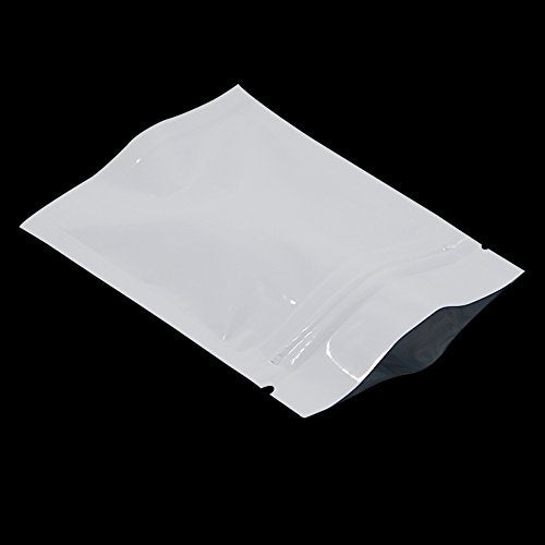 100 Pack 3.1x4.7 inch Opaque White Reusable Resealable Mylar Bags - color: White, size: 3.1x4.7 inch