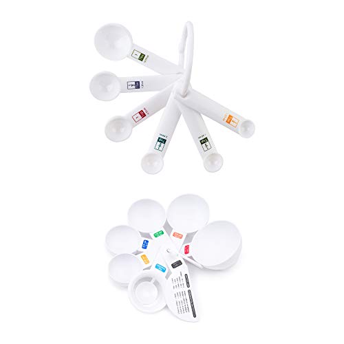 Fox Run Measuring Set, 13 Piece Plastic Measuring Cup and Spoon Set With Egg Separator and Leveler, White, 1/4 TSP to 1 Cup - color: White, size: 13 Piece