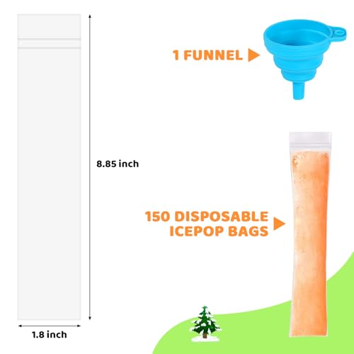150 Disposable Ice Popsicle Mold Bags Comes With A Funnel - color: 150PCS