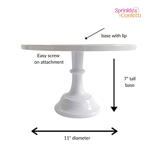 11-Inch White Melamine Cake Stand Pedestal Durable Plastic Dessert Display - color: White