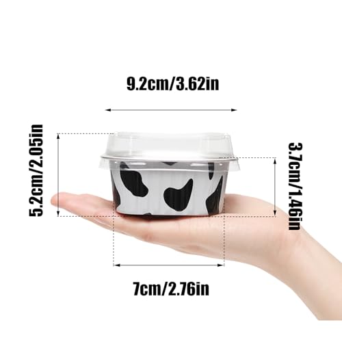 50 Pack 5oz Mini Square Cake Pans with Lids, Cow Print - color: Cow Print, size: Square