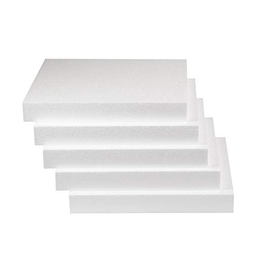 Silverlake 12x12x1.5 Craft Foam for Styrofoam Block Projects (5-Pack) - size: 12x12x1.5 inches