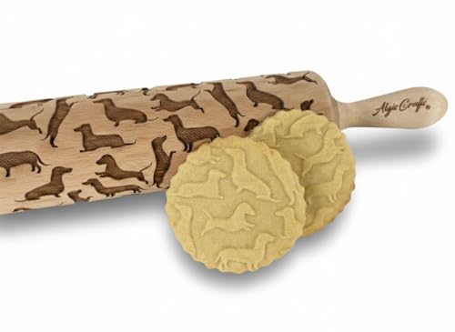 Dachshunds Pattern Embossing Rolling Pin Engraved Rolling Pin With Dogs Pattern