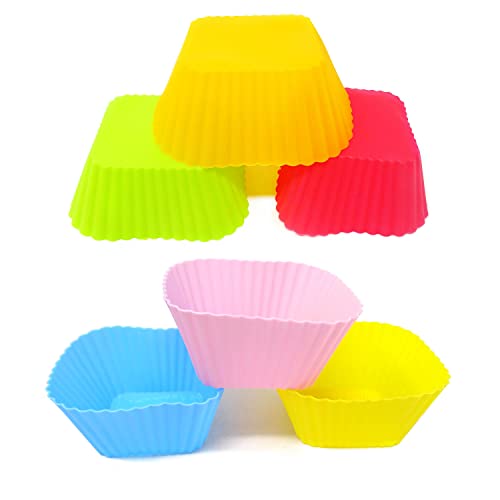 "Honbay 12PCS Silicone Square Reusable Cake Cup Sets Baking Cups Nonstick Liner Molds Cupcake Baking Molds for Making Muffin, Chocolate, Bread (70 x 70 x 32mm)" - style: Square