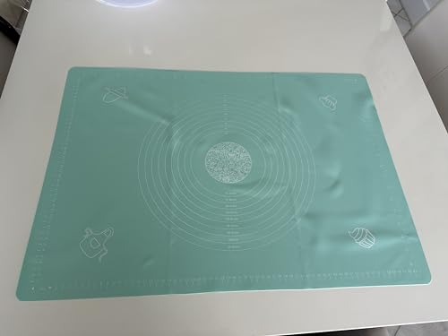 BAKING MAT, SILICONE MAT FOR BAKING, GOOD FOR CHALLAH, PIZZA, ANY DOUGH, CANDY, CHOCOLATE, BEST KITCHEN ACCESSORIES, IT WILL STICK TO YOUR COUNTER (BLUE) - color: Blue