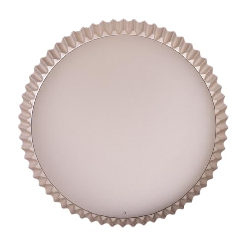 9-Inch Round Tart Pan with Loose Removable Bottom, Non-Stick Carbon Steel Quiche Pan for Oven Baking (Champagne Gold) - size: 9" Round (Champagne Gold)