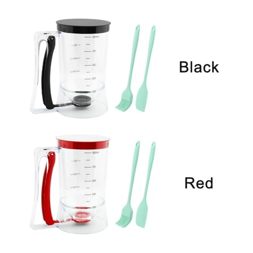 4 Cup Pancake Cupcake Batter Dispense with Oil Brush & Scraper - color: Black
