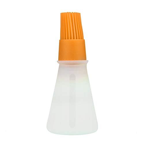 AKOAK 1 Pack Environmentally Friendly Silicone Flat-Bottomed Barbecue Oil Bottle Brush, Pastry Brush, Kitchen Baking and Barbecue Cooking Tools (Orange) - color: Orange