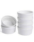7 oz Ramekins Set of 6, Oven Safe Porcelain Ramekin Bowls for Creme Brulee, Souffle & Custard, Dessert Cups & Dipping Sauce Dishes, Stackable, Soft White - size: 7 oz