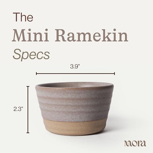 Mora Mini Ramekins Set of 4, 8oz Ceramic Pottery Baking Dishes - Microwave, Oven and Dishwasher Safe - Mushroom - color: Mushroom, size: Mini