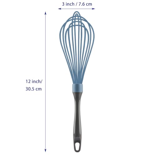 OYV Dishwasher Safe Silicone Whisk, 12-Inch, Non-Scratch, Blue - color: Blue