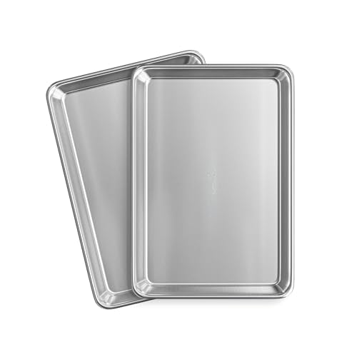 Aluminum Baking Sheet Set, Quarter Sheet Pan, Commercial Quality Cookie Sheets for Baking or Roasting Non-Stick, Warp Resistant Aluminum 9 x 13 Baking Pan - size: 2pc - Quarter Sheet Pan/9"x 13"