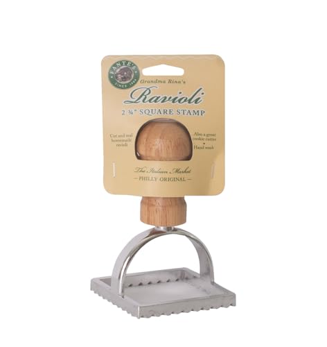 Fantes Ravioli Maker Stamp Set, Square Stamp with Wooden Handle and Fluted Edge, 2.75-Inch, The Italian Market Original since 1906 - size: Single, 2-Inch Square