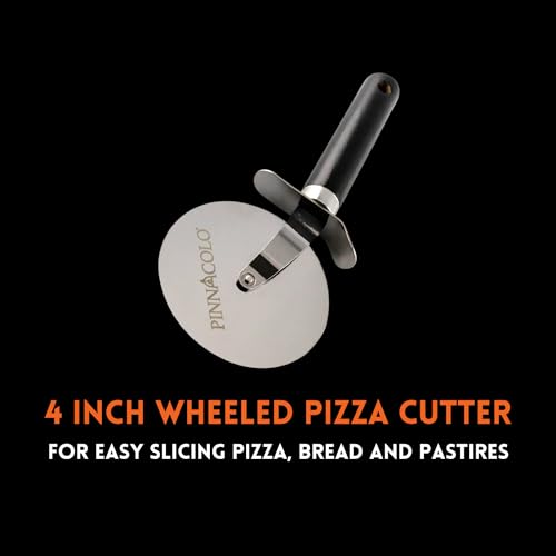 4 Inch Wheeled Pizza Cutter with Wood Handle - size: 4 Inches