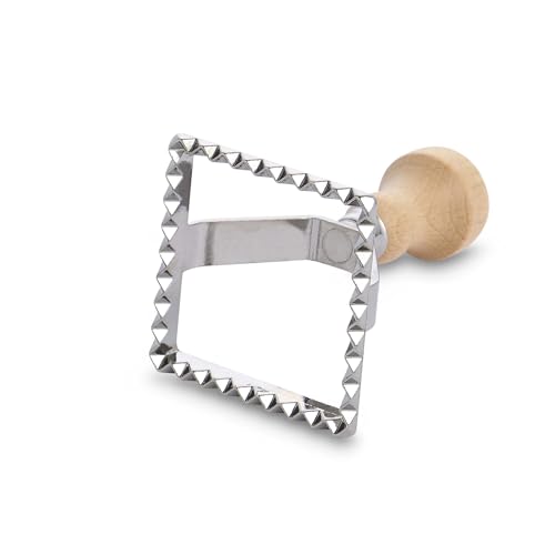 Fante’s Ravioli Maker Stamps With Wooden Handles, Fluted Square Shape, For Homemade Pasta, Cookies, Everyday Meals, And Holidays, Set Of 2, 2-Inch - size: Set of 2, 2-Inch Square