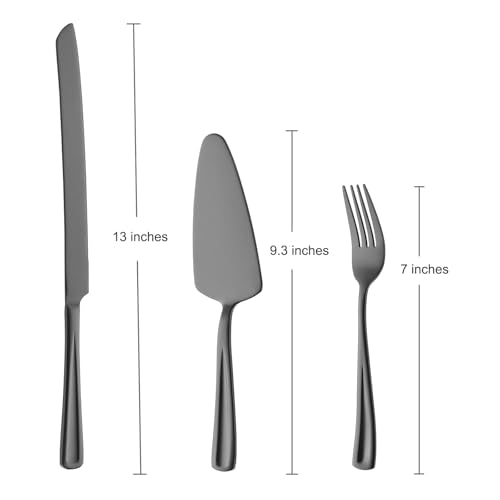 GoGeiLi Stainless Steel Black Wedding Cake Cutting Set with Forks - color: Black cake cutting set