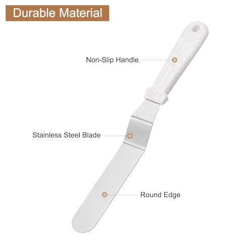 uxcell Icing Spatula with 8 Inch Stainless Steel Bent Blade Cake Angled Scraper Offset Frosting Spatula with Wheat Straw Handle for Cake Decorating, Smoothing Frosting, Baking, Beige - size: 6 Inch