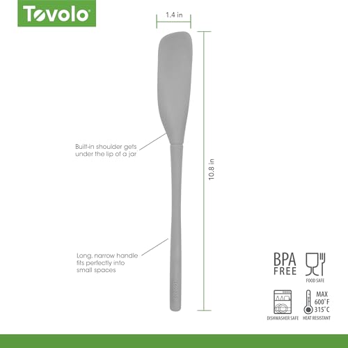 Tovolo Flex-Core Silicone Jar Scraper 11 Inch Spatula, Oyster Gray - color: Oyster Gray