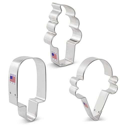 Ann Clark Ice Cream Cookie Cutters Set of 3, Made in USA - style: Ice Cream Set, 3-pc.