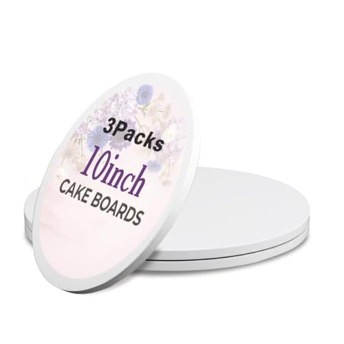 Calenzana 3 PCS Cake Boards 10 Inch Round, 1/2" Thick Cake Drums, Sturdy Food Grade Cardboard for Wedding Birthday Party, White - size: 10 inch-3 packs