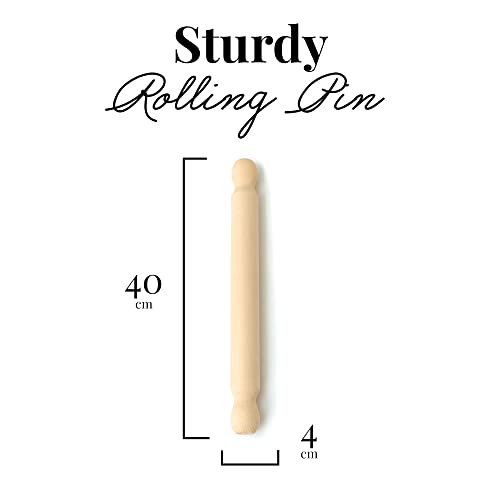 tuuli Kitchen Wooden Rolling Pin for Baking Pizza Fondant Pastry Dough Roller 15.7 inches