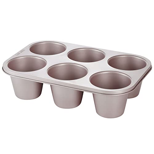CHEFMADE Muffin Cake Pan, 6-Cavity Non-Stick Jumbo Cupcake Pan Bakeware for Oven Baking (Champagne Gold) - size: 06 - Jumbo 6 Cups