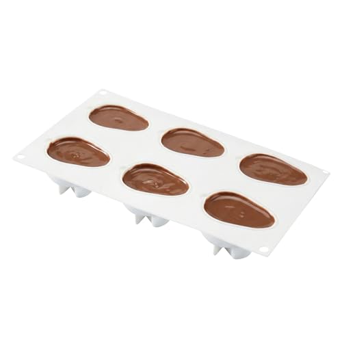 Pastry Tek 6 Cavities Chocolate Bunny Mold, 1 Oven-Ready Easter Candy Mold - Flexible, Freezable, White Silicone Bunny Pan, Easy Release, For Baking - Restaurantware - size: 1 Count, style: Bunny