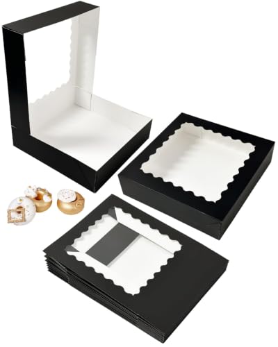 Bakepacker Auto-pop Up Pie Boxes 10x10x2.5 inches 36pcs Black - color: Black