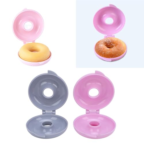 2 Pack Donut Baking Mold, Round Plastic Press Doughnut Cake Pan with Flip Design,Pink Blue for Bagel Bread Pastry DIY