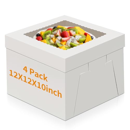 WINKIO Cake Boxes 12 inch, Cake Carrier Holder, Storage Transport Container - size: 12×12×10