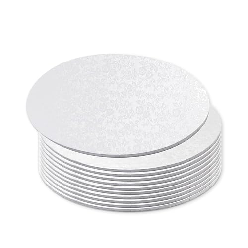 12 Pack White Cake Boards 12 Inch Round Cake Drum Base 1/4 Inch Thick Sturdy Cardboard Circle Plate Bases Para Pastel for Wedding