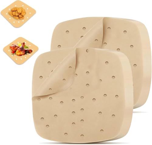 120Pcs Air Fryer Parchment Paper Liners, 9.5in Square Perforated parchment paper for Air Fryer, Premium Bamboo Steamer Liner for Air Fryers Baking Cooking Oven, 9.5 INCH - color: 9.5 Inch