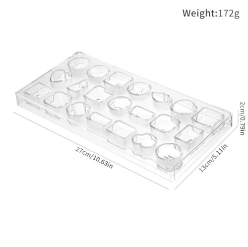 21 Grid Chocolate Candy Mold PC Polycarbonate Chocolate Making Mould with Scraper (Multiple patterns) - color: Multiple patterns