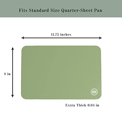 The Silicone Kitchen Reusable Silicone Oven Baking Mats Gift Set Bundle, 2 Half-Sheet, 2 Quarter-Sheet, Sage Green, Dark Gray - color: Green, size: Gift Set (2 Half + 2 Quarter Sheets)