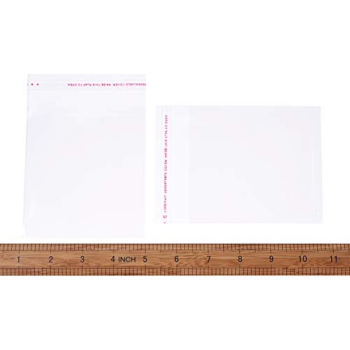 FASHEWELRY 1000Pcs Clear Plastic Cello Treat Bags Self Sealing OPP Cellophane Poly Bags 3.9x4.1 Sealed Size for Wedding Party Candy Cookies Soap Candle - size: 3.9x4.1"