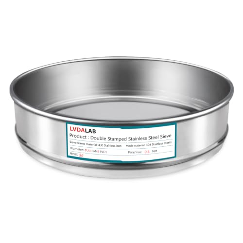 7.9" (20cm) 304 Stainless Steel Lab Sieve, 80 Mesh (0.2mm) Screen Sifter - size: 80Mesh(0.2mm)/Ф7.9in