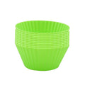 AKOAK Reusable Silicone Non-stick Baking Cups, Cake Molds, Kitchen Baking Cooking Accessories, DIY Cake Making Tools - Pack of 10 (Green) - color: Green