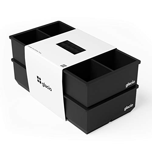 Ice Cube Molds, 2 Pack Silicone Trays for 8 Large Square Cubes - color: 2" Cube (Black)