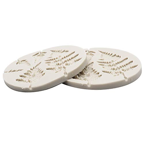 2 Piece Leaf Fondant Silicone Mold, Fern Mold 3D Mini Maple Shaped Leaves DIY Cake Mold Cupcake Decoration, Gum Paste Fondant Mold Cake Border Cupcake Silicone Lace Mat Mold