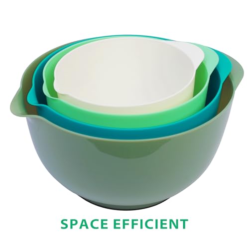 BoxedHome Classic Mixing Bowl Set, Microwave Safe, 3.5 quarts (Army Green) - color: Mixed White
