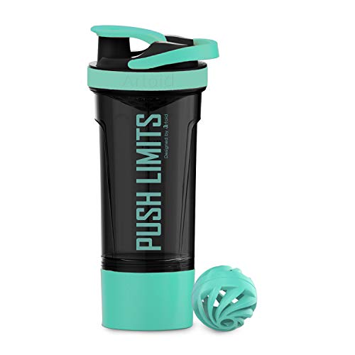 Artoid Mode 24-Ounce Protein Shaker Bottle, Dual Mixing Technology, BPA Free, Aqua Green/Black - color: Aqua Green/Black
