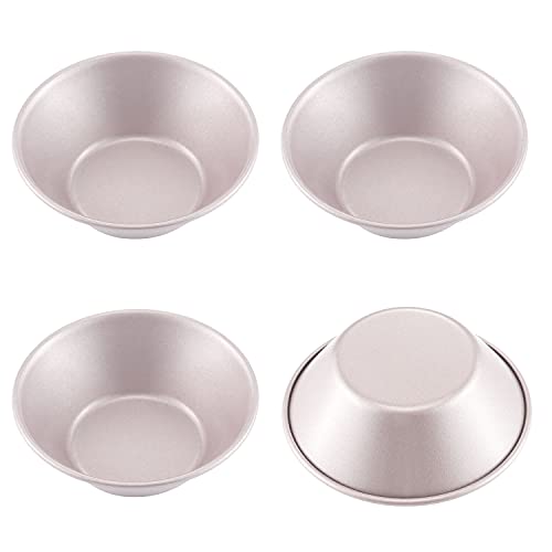CHEFMADE Mini Pudding Pan Set, 3-Inch 4Pcs Non-Stick Egg Tart Mold Round Mini Cake and Loaf Bakeware for Oven and Instant Pot Baking (Champagne Gold) - size: 07 - 3" Mini Pie 4Pcs