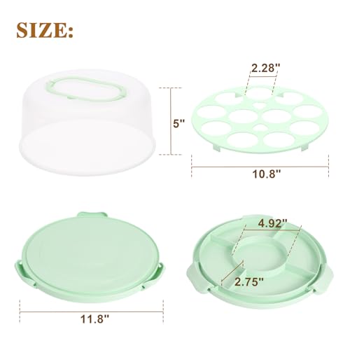 Cake Carrier with Lid and Handle - Cake Containers, BPA-Free，Perfect Gifts - color: Green