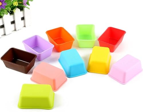 10Pcs Mini Loaf Pans, Silicone Square Cake Molds (Random Colors)